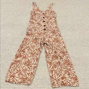 Women's Leaf Print Jumpsuit - Pink